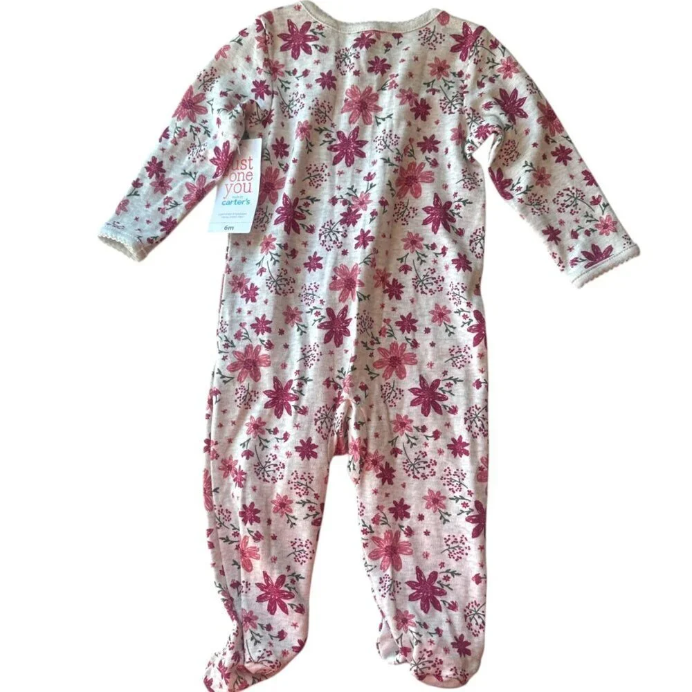 Just One You by Carter's Floral Footed Pajama Pink Toddler Size 6M Two Way Zip
